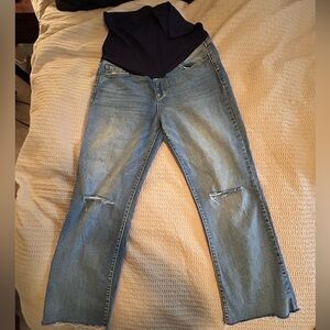 Pink blush Maternity Distressed Straight-Leg Jeans